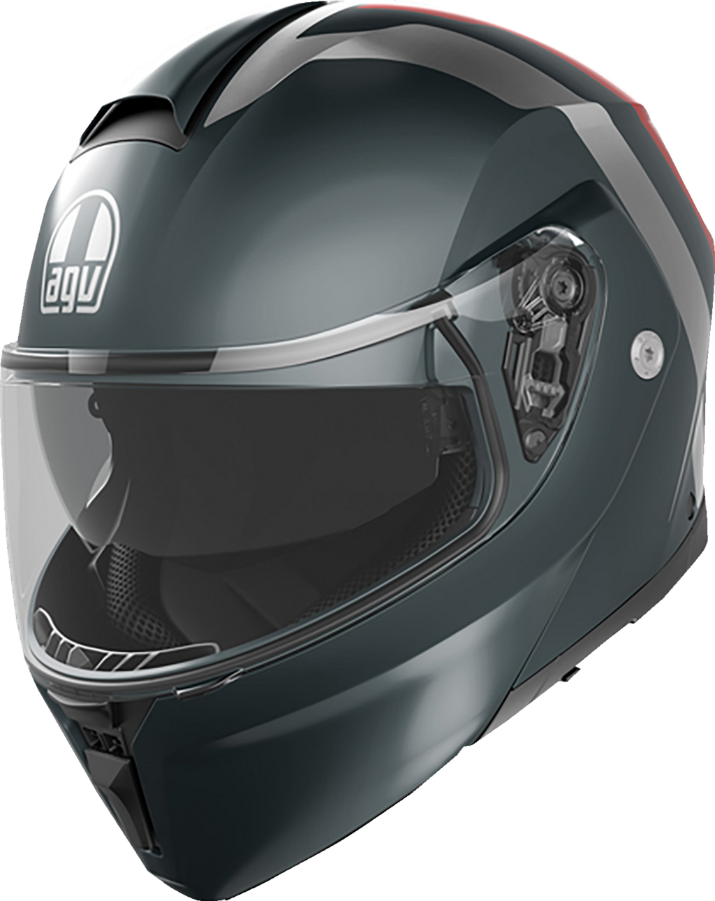 AGV Streetmodular Helmet - Resia - Matte Gray/Silver/Red - Small
