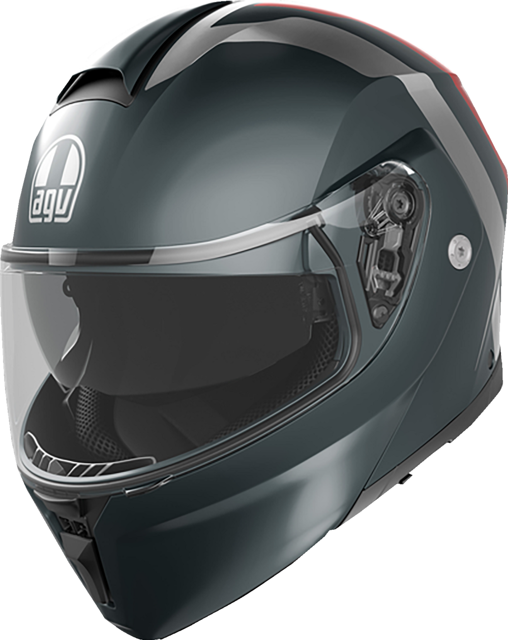 AGV Streetmodular Helmet - Resia - Matte Gray/Silver/Red - Small