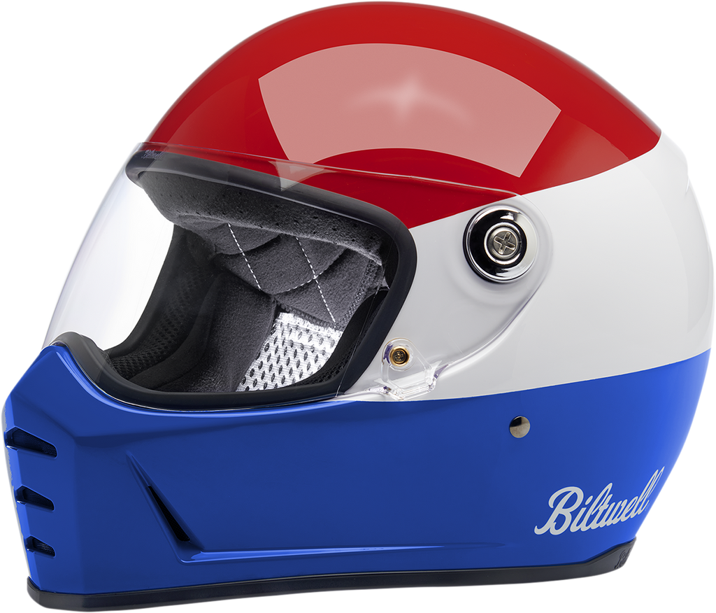 Biltwell Lane Splitter Helmet - Podium - Gloss Red/White/Blue