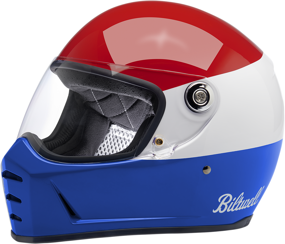Biltwell Lane Splitter Helmet - Podium - Gloss Red/White/Blue