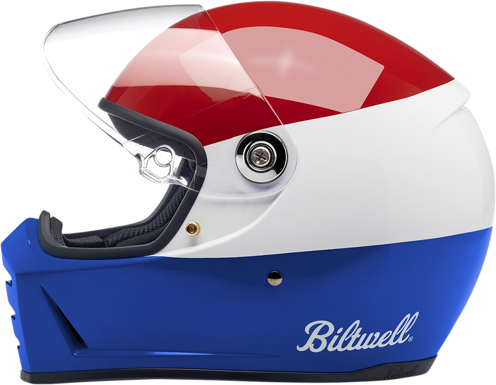 Biltwell Lane Splitter Helmet - Podium - Gloss Red/White/Blue