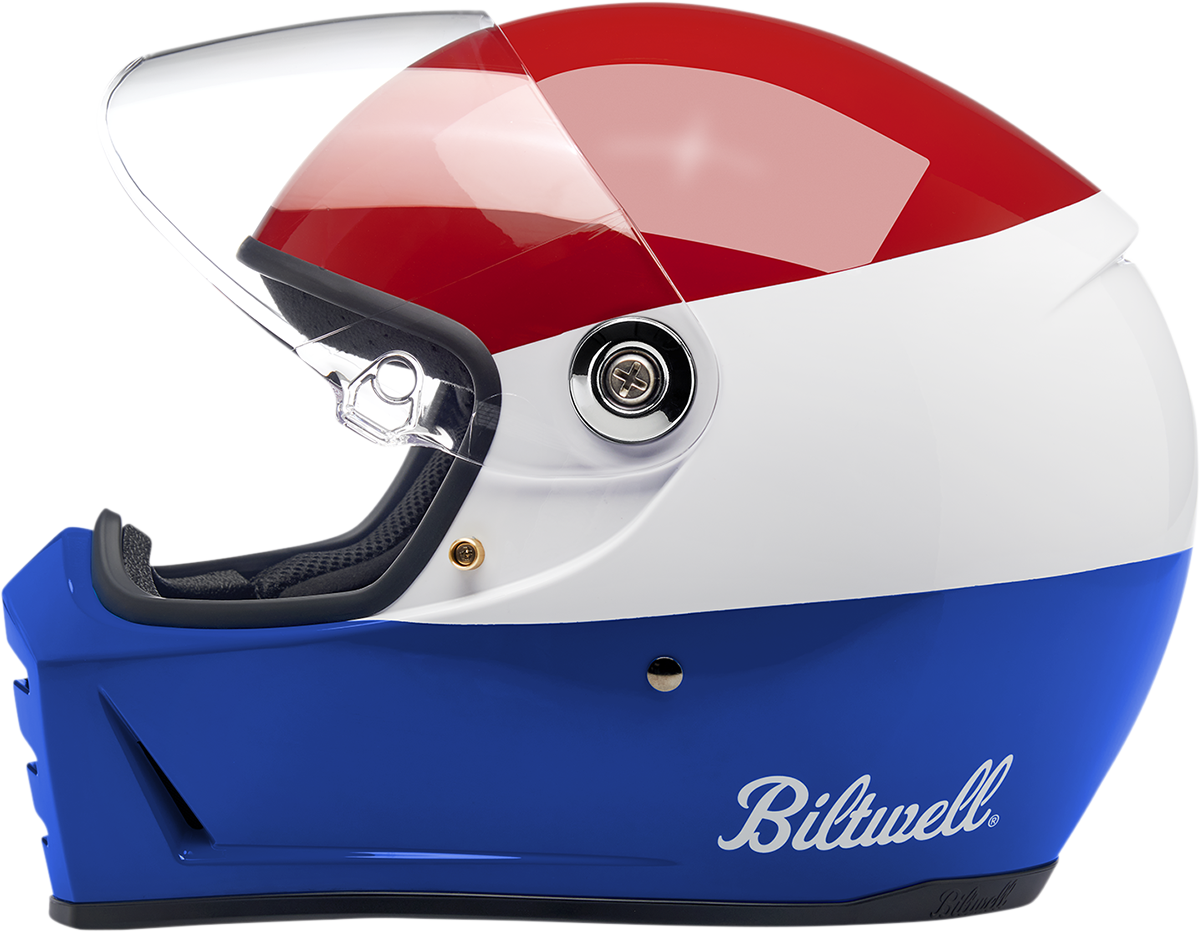 Biltwell Lane Splitter Helmet - Podium - Gloss Red/White/Blue