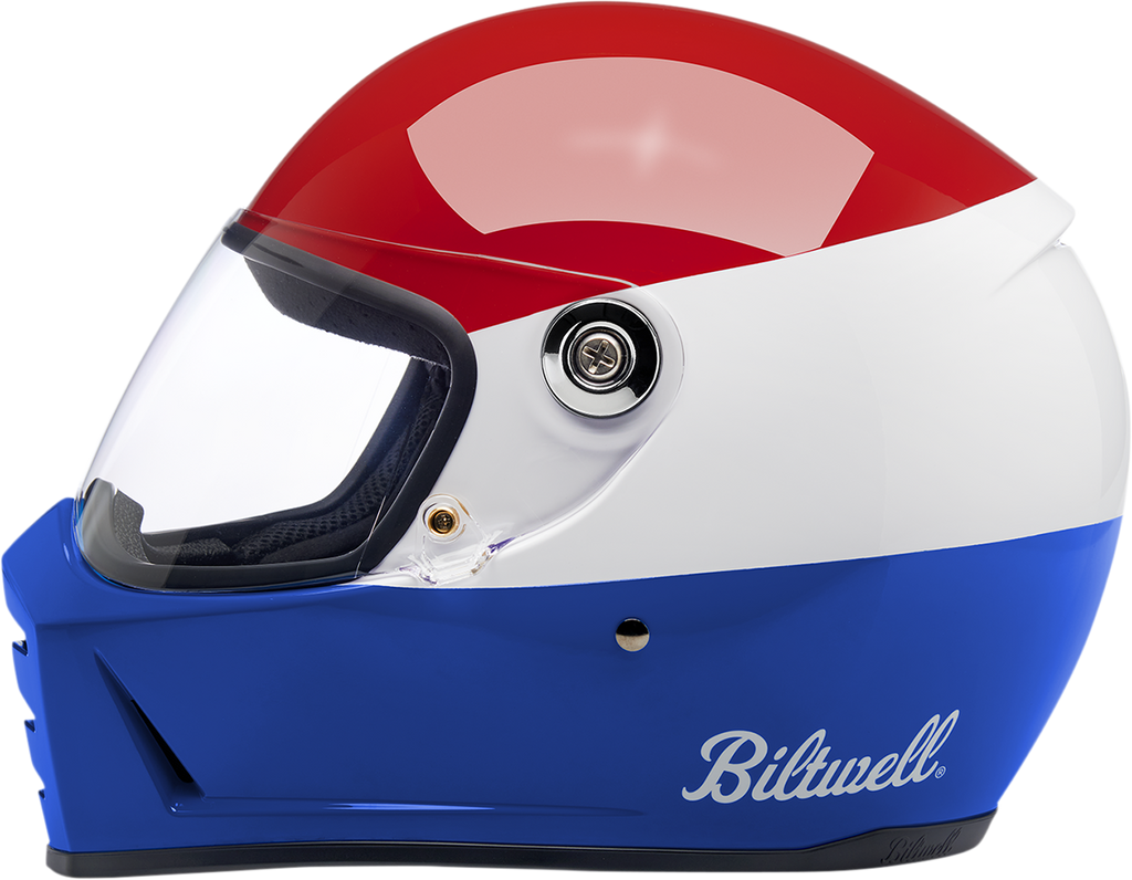 Biltwell Lane Splitter Helmet - Podium - Gloss Red/White/Blue