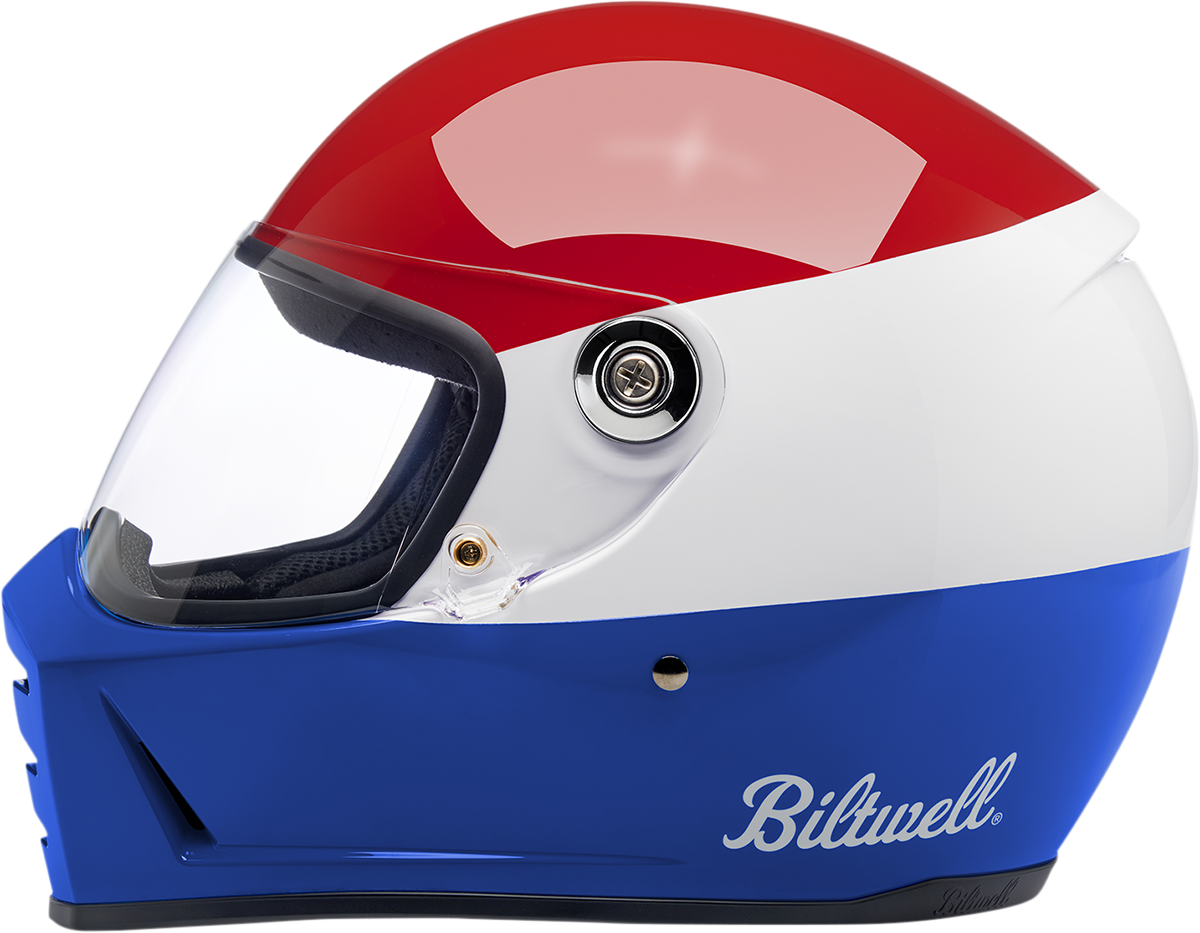Biltwell Lane Splitter Helmet - Podium - Gloss Red/White/Blue