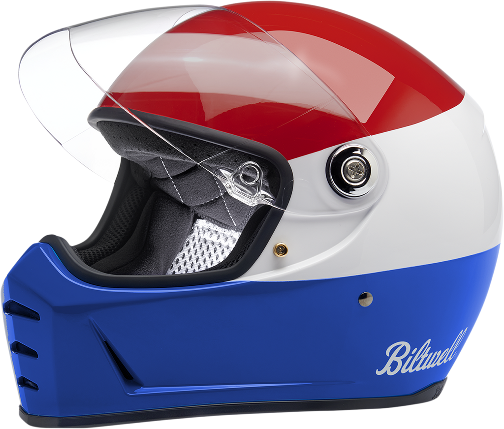 Biltwell Lane Splitter Helmet - Podium - Gloss Red/White/Blue