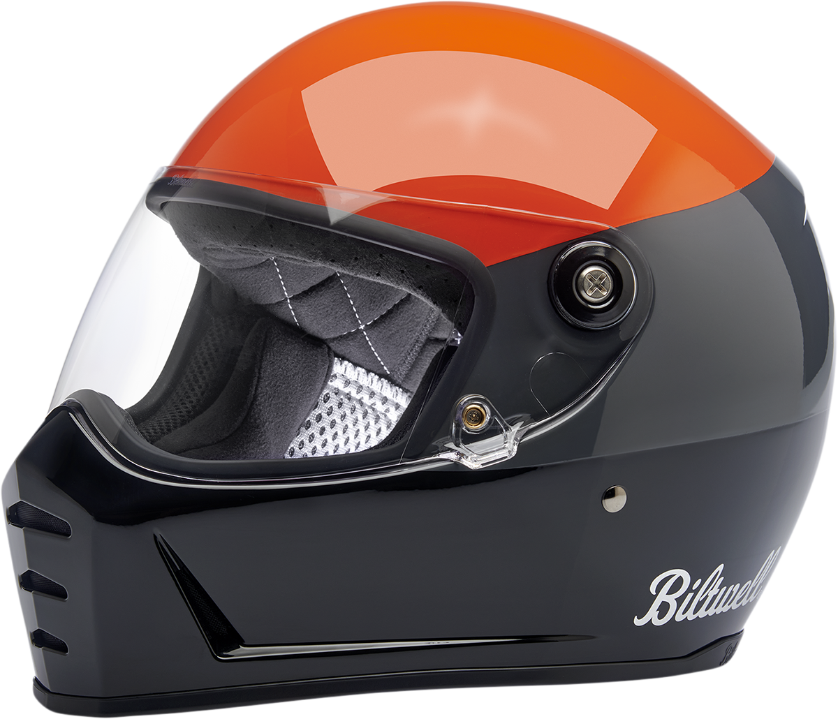 Biltwell Lane Splitter Helmet - Podium - Gloss Orange/Gray/Black