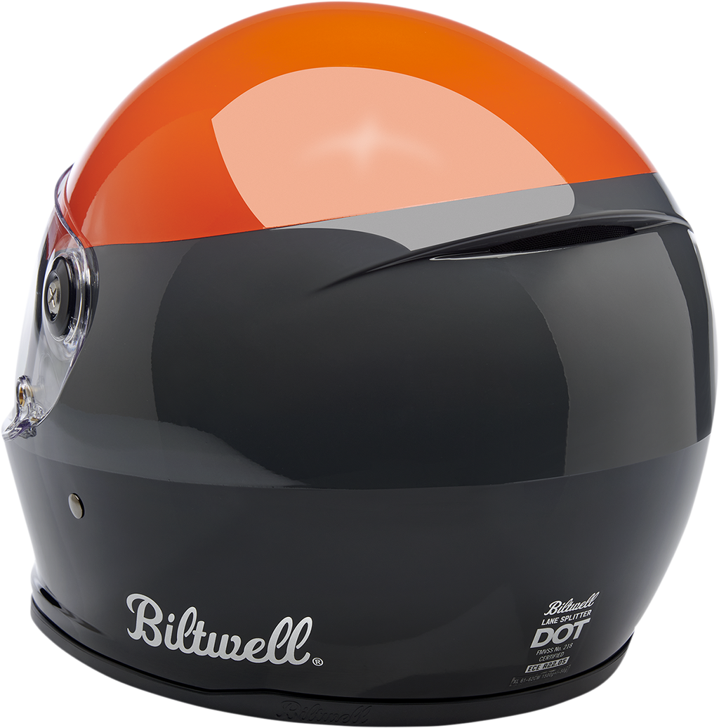 Biltwell Lane Splitter Helmet - Podium - Gloss Orange/Gray/Black