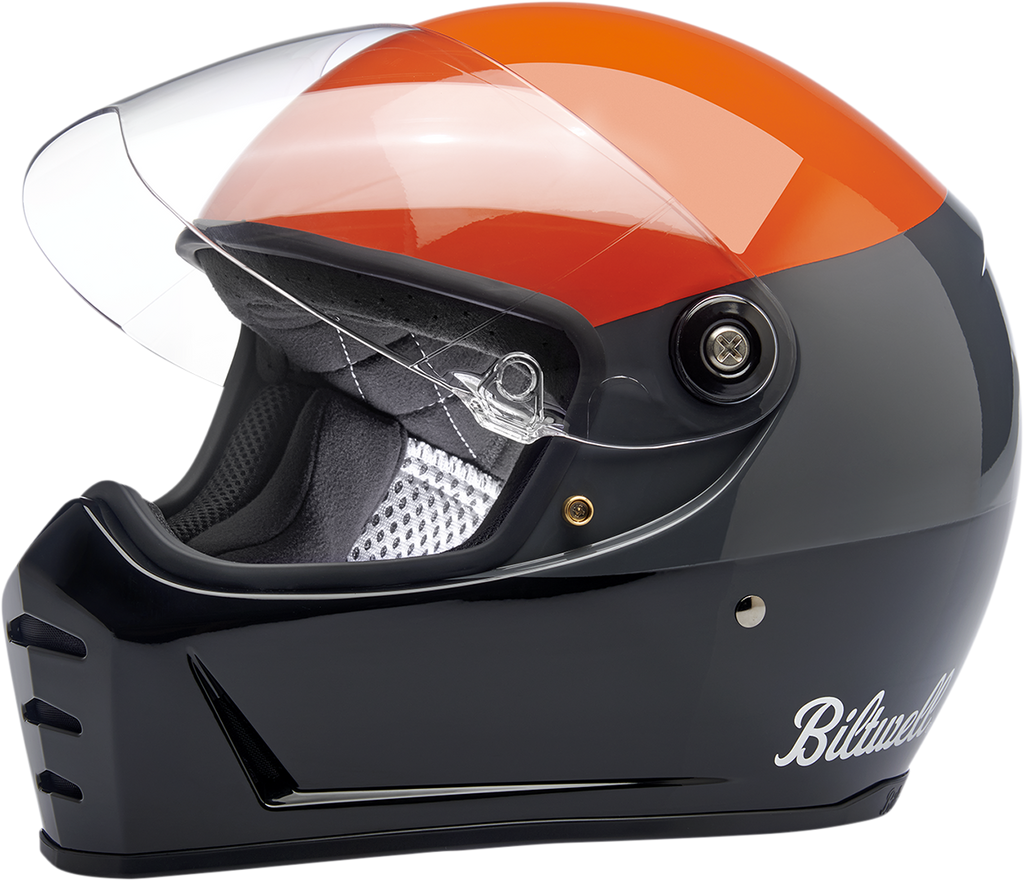 Biltwell Lane Splitter Helmet - Podium - Gloss Orange/Gray/Black