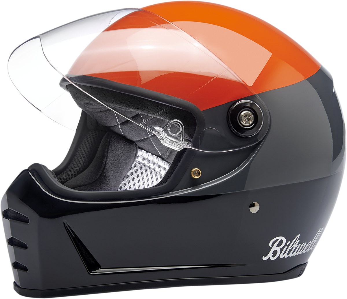 Biltwell Lane Splitter Helmet - Podium - Gloss Orange/Gray/Black