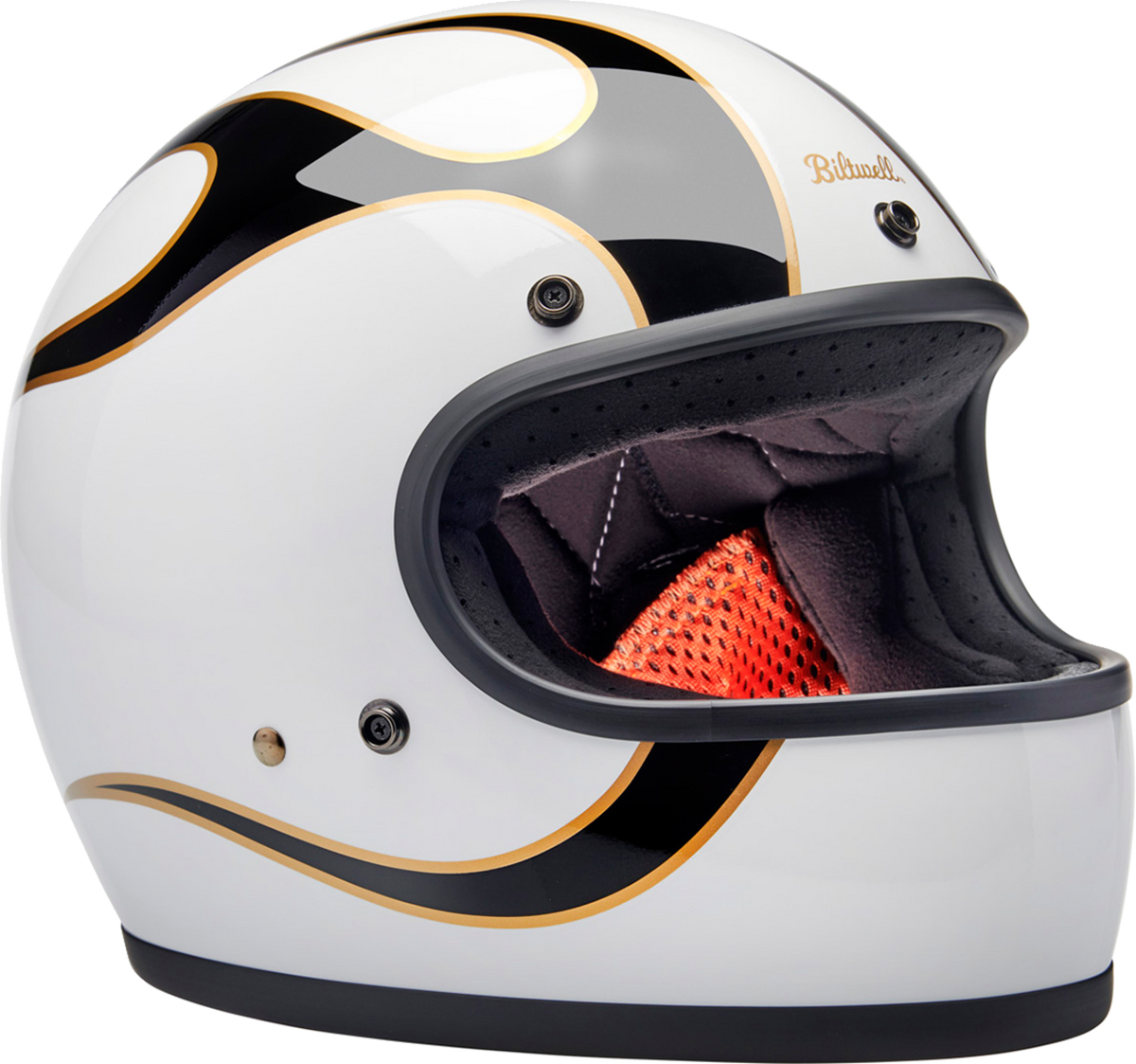 Biltwell Gringo Helmet - Flames - White/Black