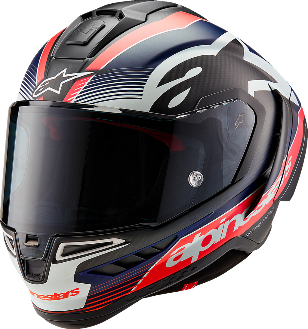 Alpinestars Supertech R10 Helmet - Team - Matte Black/Carbon Red Fluo/Blue