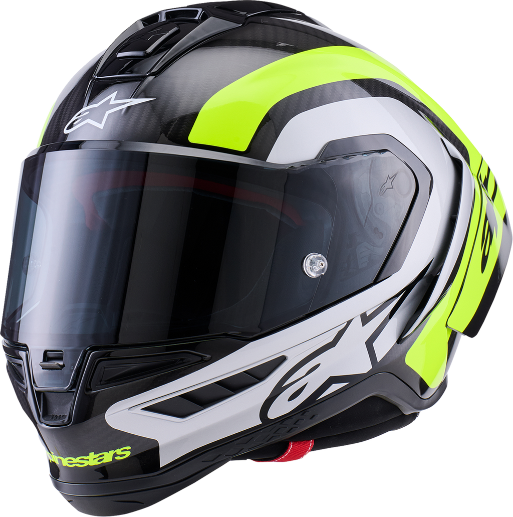 Alpinestars Supertech R10 Helmet - 22.06 - Arius - Gloss Black/Silver/Yellow Fluo