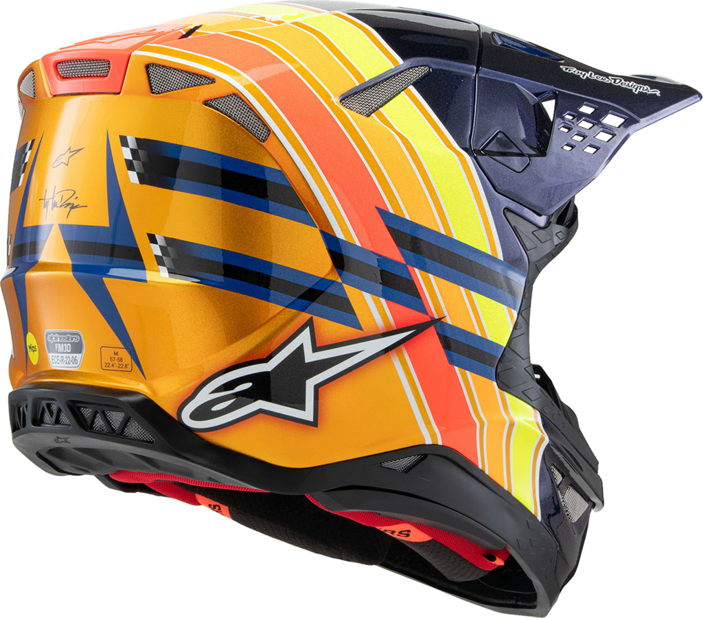 ALPINESTARS Supertech M10 Helmet - TLD Edition 25 - MIPS® - Gloss Dark Blue/Orange/Yellow/Fluo Red - XL
