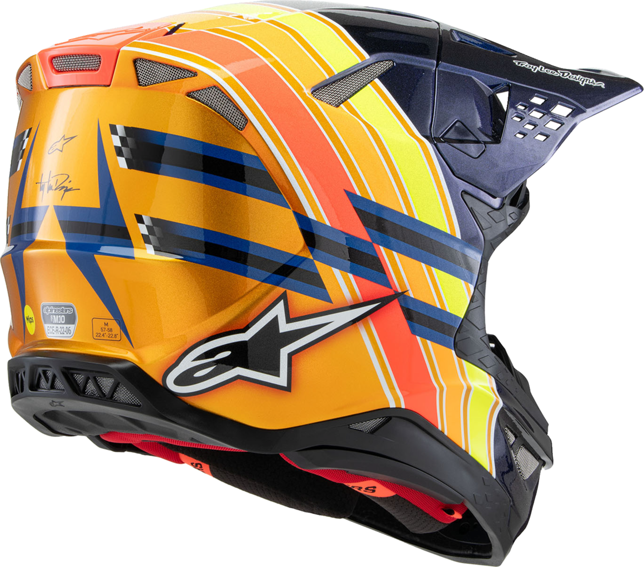 ALPINESTARS Supertech M10 Helmet - TLD Edition 25 - MIPS® - Gloss Dark Blue/Orange/Yellow/Fluo Red - XL