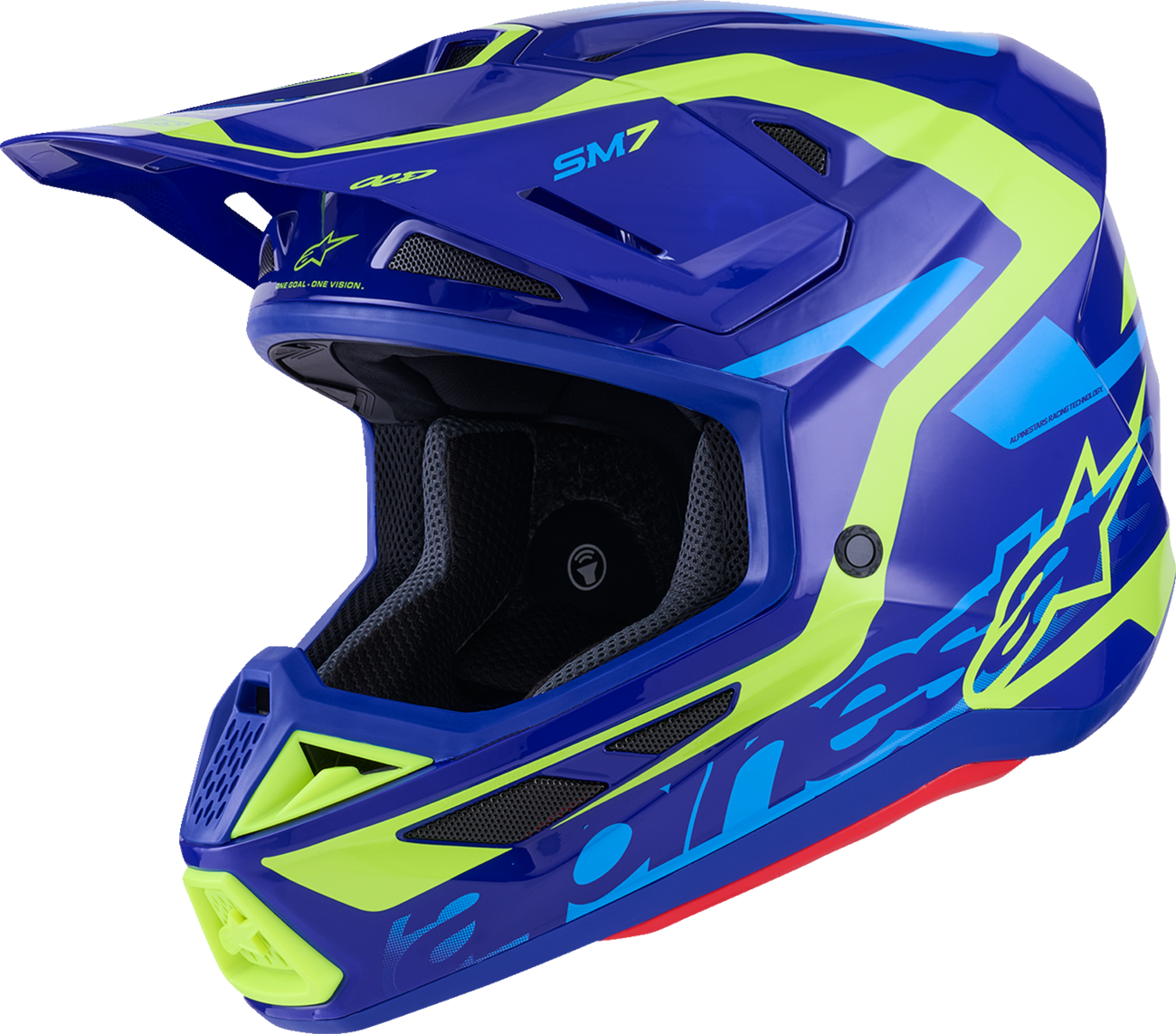 Alpinestars SM7 Helmet - Deed - Gloss Blue/Yellow Fluo