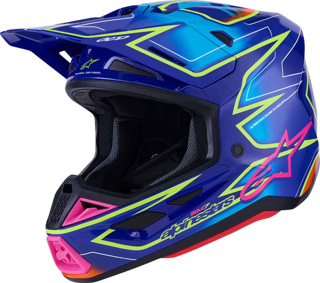 Alpinestars SM7 Helmet - Cast - Gloss/Blue/Pink/Yellow Fluo