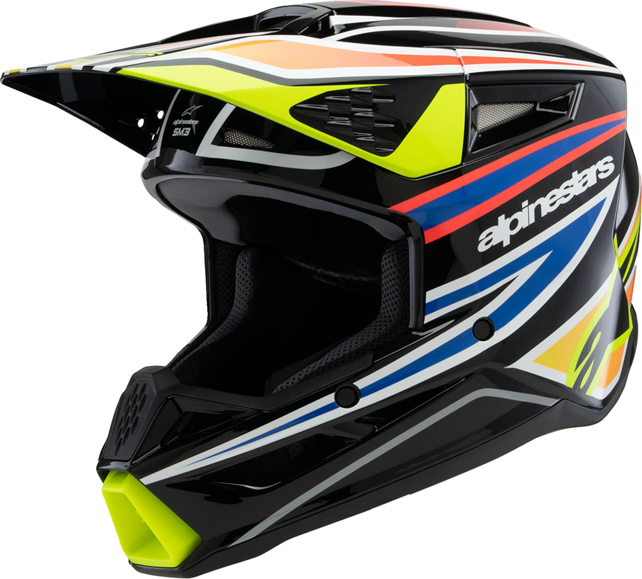 ALPINESTARS Youth SM3 Helmet - Wurx - Gloss Black/Yellow Fluo/Blue/Red Large