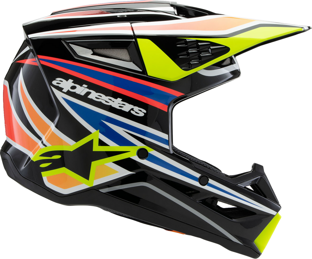 ALPINESTARS Youth SM3 Helmet - Wurx - Gloss Black/Yellow Fluo/Blue/Red Large