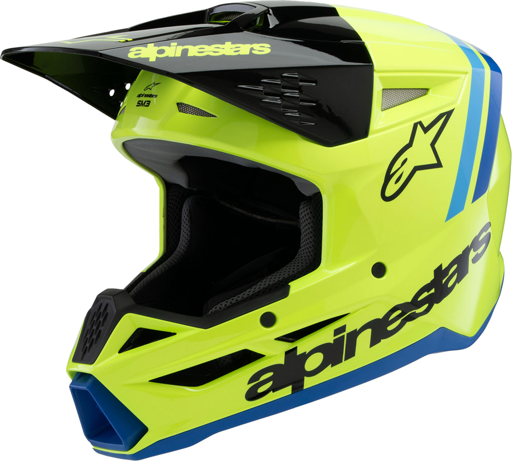 ALPINESTARS Youth SM3 Helmet - Radium - Gloss Yellow Fluo/Black/Blue - Large