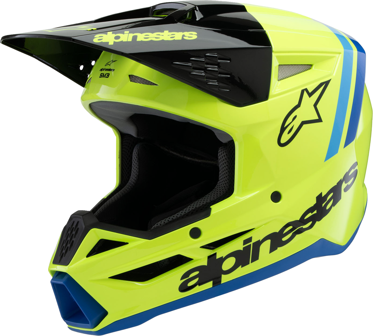 ALPINESTARS Youth SM3 Helmet - Radium - Gloss Yellow Fluo/Black/Blue - Large