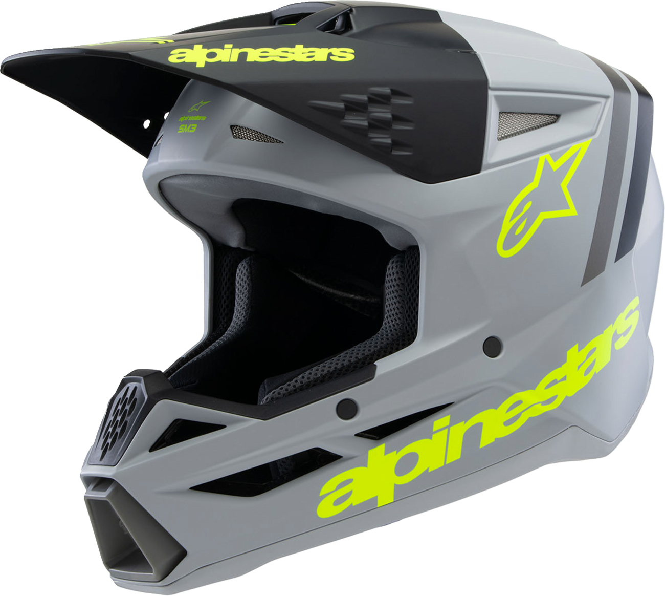 ALPINESTARS Youth SM3 Helmet - Radium - Matte Gray/Black/Yellow Fluo - Small