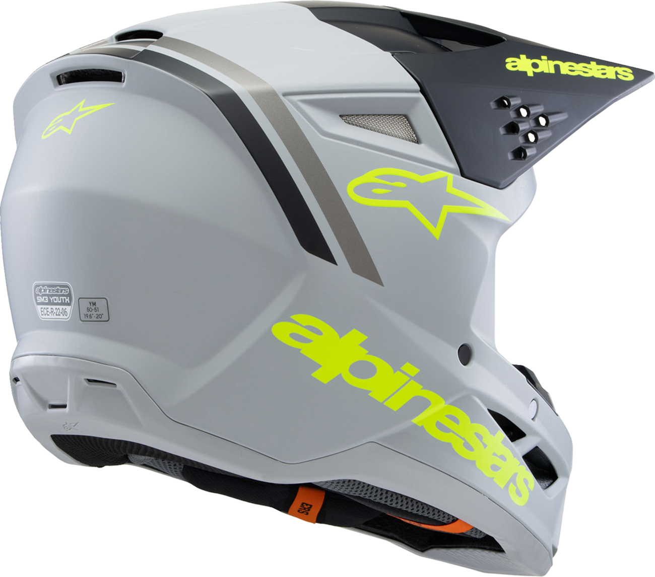 Alpinestars Youth SM3 Helmet - Radium - Matte Gray/Black/Yellow Fluo