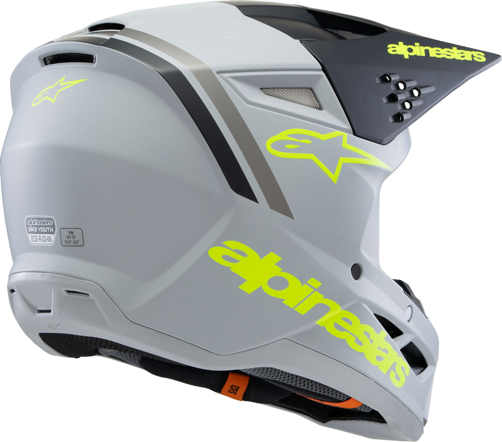 ALPINESTARS Youth SM3 Helmet - Radium - Matte Gray/Black/Yellow Fluo - Small