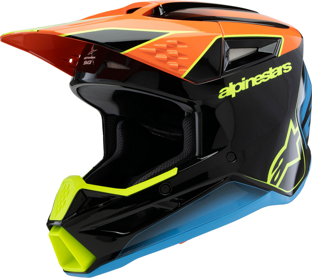 ALPINESTARS Youth SM3 Helmet - Fray - Gloss Black/Orange/Yellow Fluo - Small