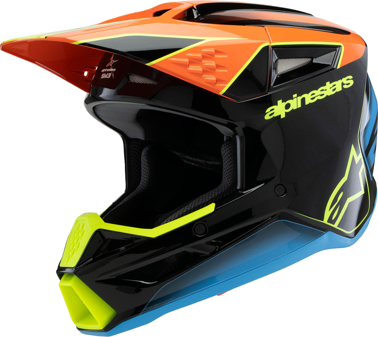 ALPINESTARS Youth SM3 Helmet - Fray - Gloss Black/Orange/Yellow Fluo - Small