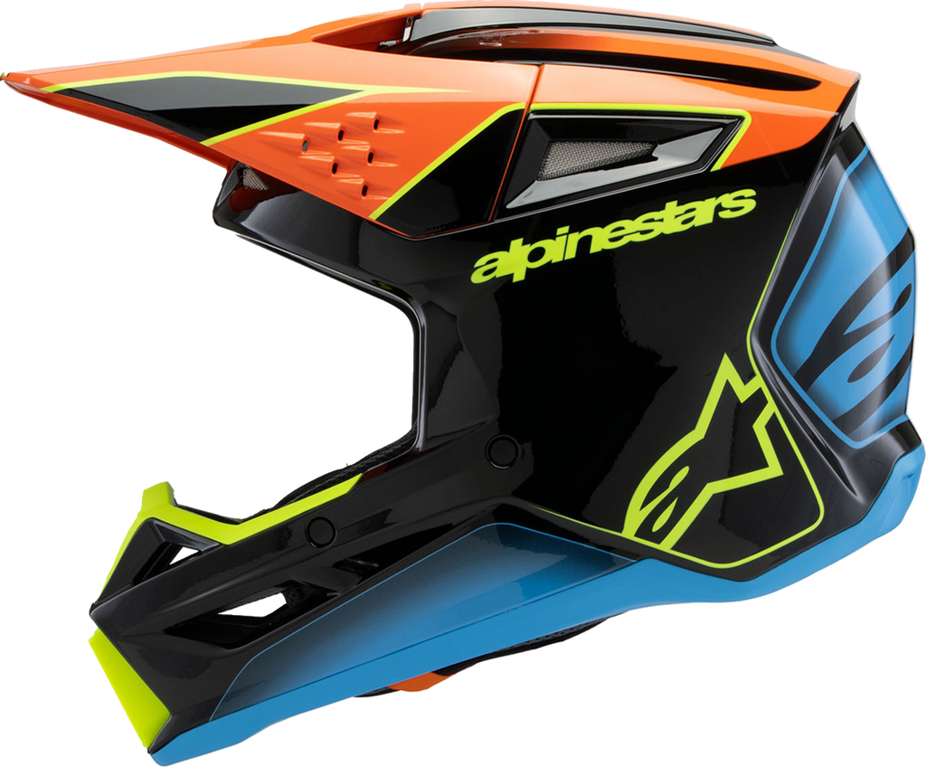 Alpinestars Youth SM3 Helmet - Fray - Gloss Black/Orange/Yellow Fluo