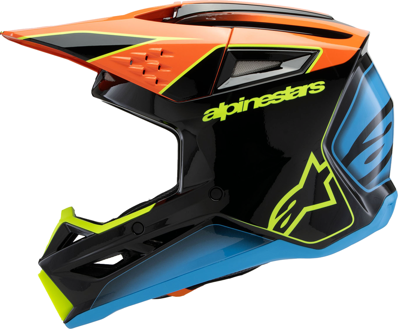 Alpinestars Youth SM3 Helmet - Fray - Gloss Black/Orange/Yellow Fluo