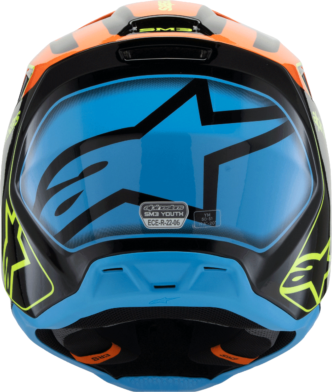 ALPINESTARS Youth SM3 Helmet - Fray - Gloss Black/Orange/Yellow Fluo - Small