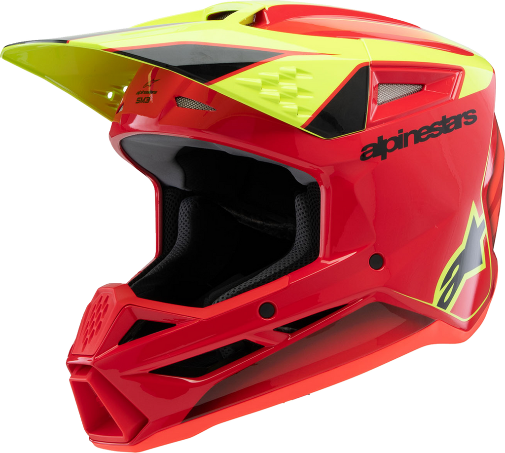 Alpinestars Youth SM3 Helmet - Fray - Gloss Red/Yellow Fluo/Black