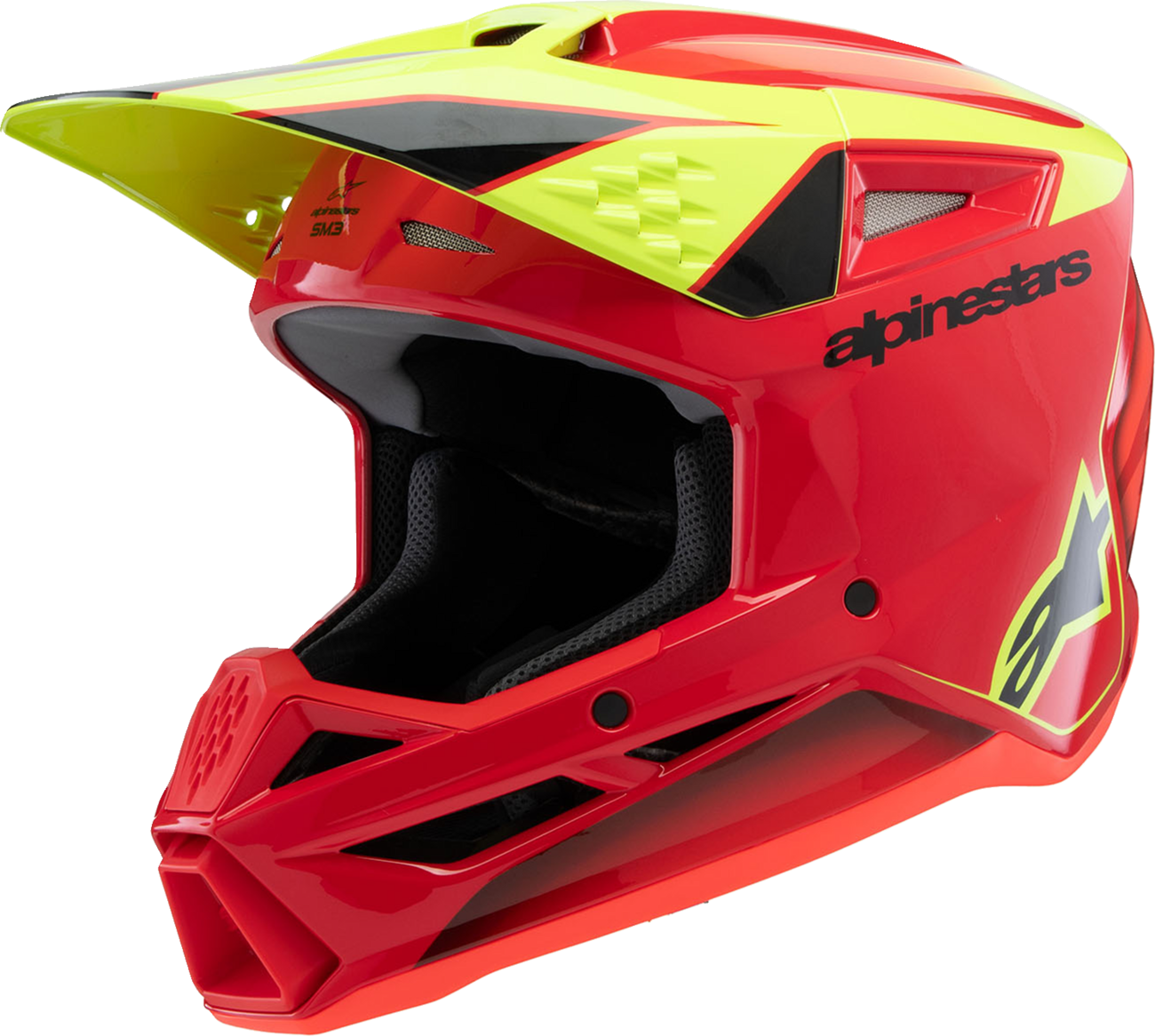 Alpinestars Youth SM3 Helmet - Fray - Gloss Red/Yellow Fluo/Black