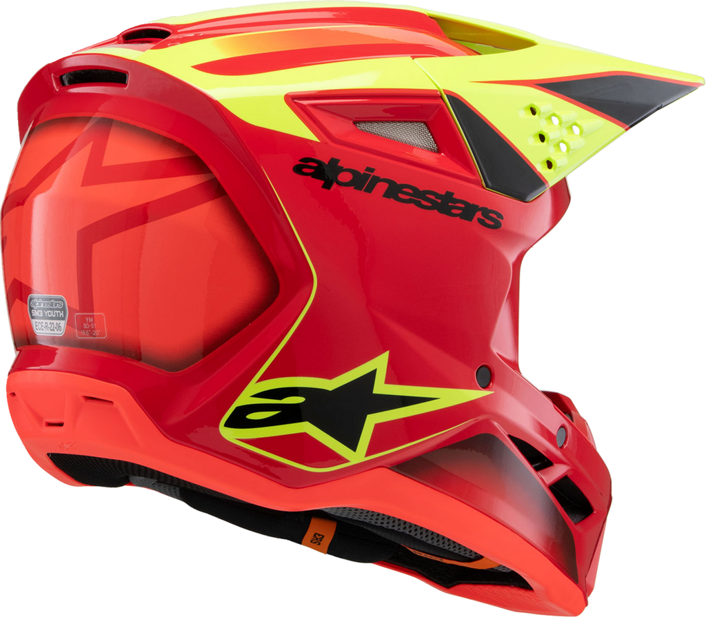 ALPINESTARS Youth SM3 Helmet - Fray - Gloss Red/Yellow Fluo/Black - Small