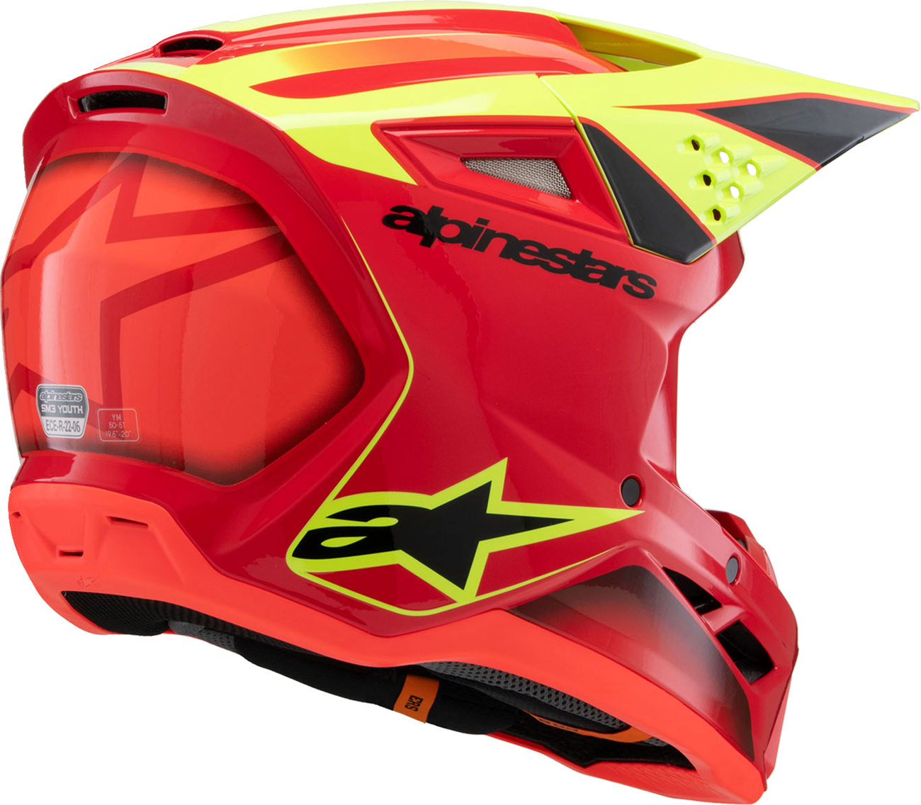 ALPINESTARS Youth SM3 Helmet - Fray - Gloss Red/Yellow Fluo/Black - Small