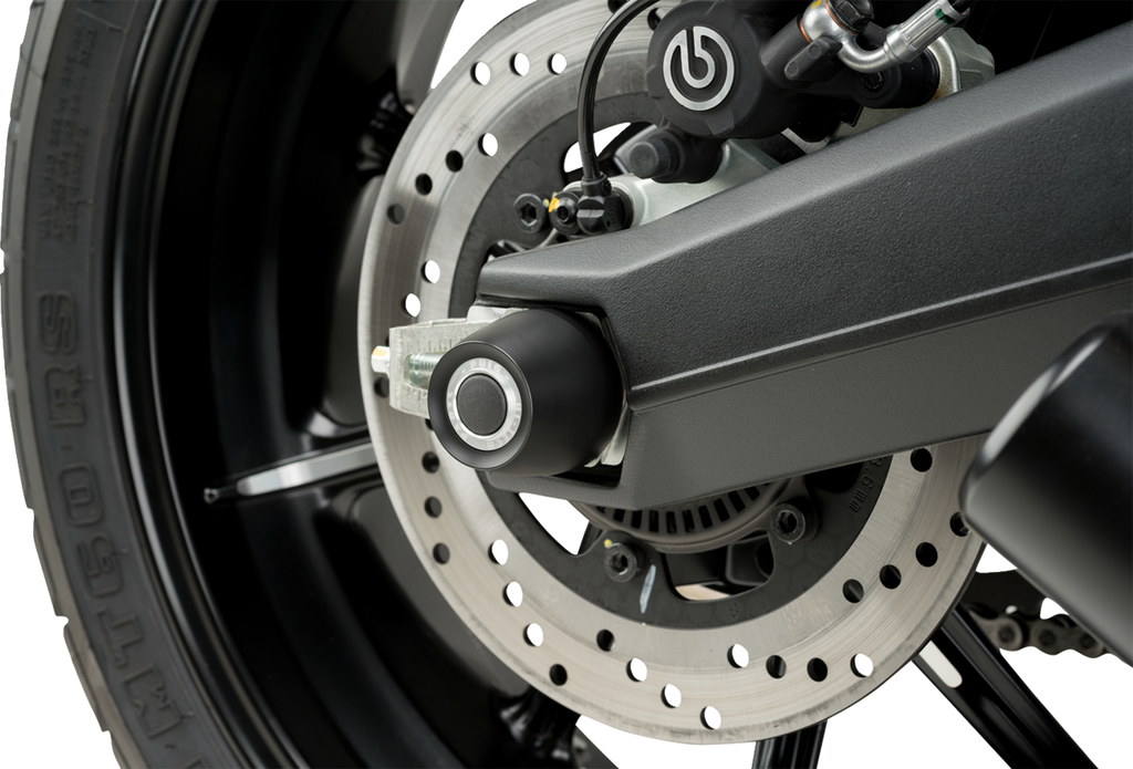 PUIG HI-TECH PARTS Axle Sliders - Rear - Black - Pair - Ducati Scrambler
