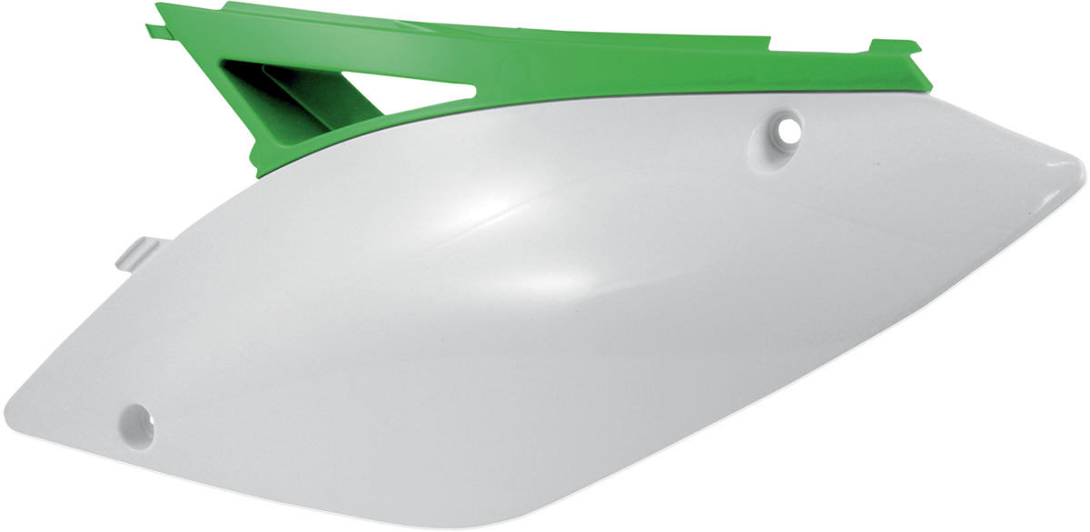 Side Panels - White/Green - Kawasaki - KX '09-'12 (1)