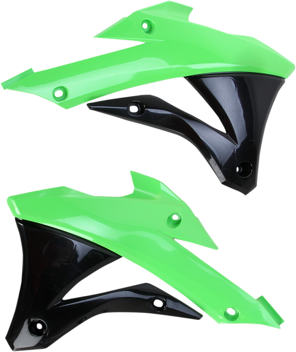 Radiator Shrouds - Green/Black - Kawasaki - KX '14-'21 (1)