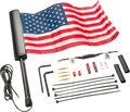 Ciro Flagpole Blk, Led Lighted With U.s. Flag