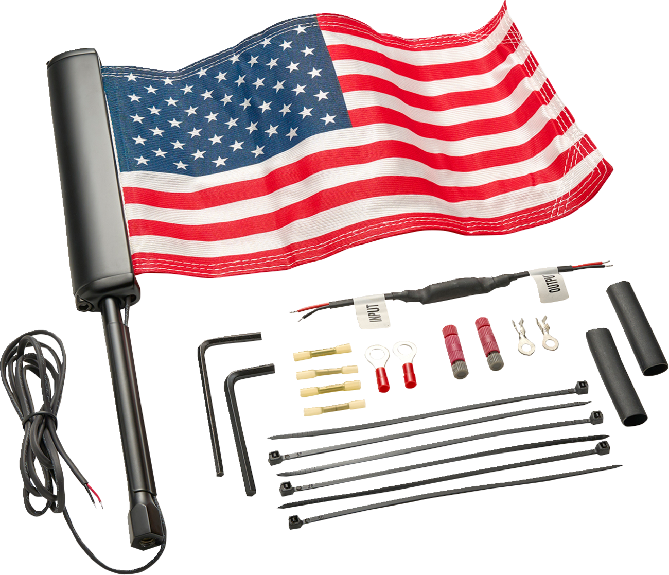 Ciro Flagpole Blk, Led Lighted With U.s. Flag