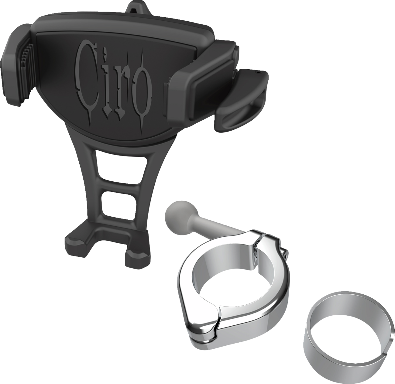 Ciro Holder Phone Constrictor Blk, H-bar Mnt 1-1/8', 1-1/4' - Chrome