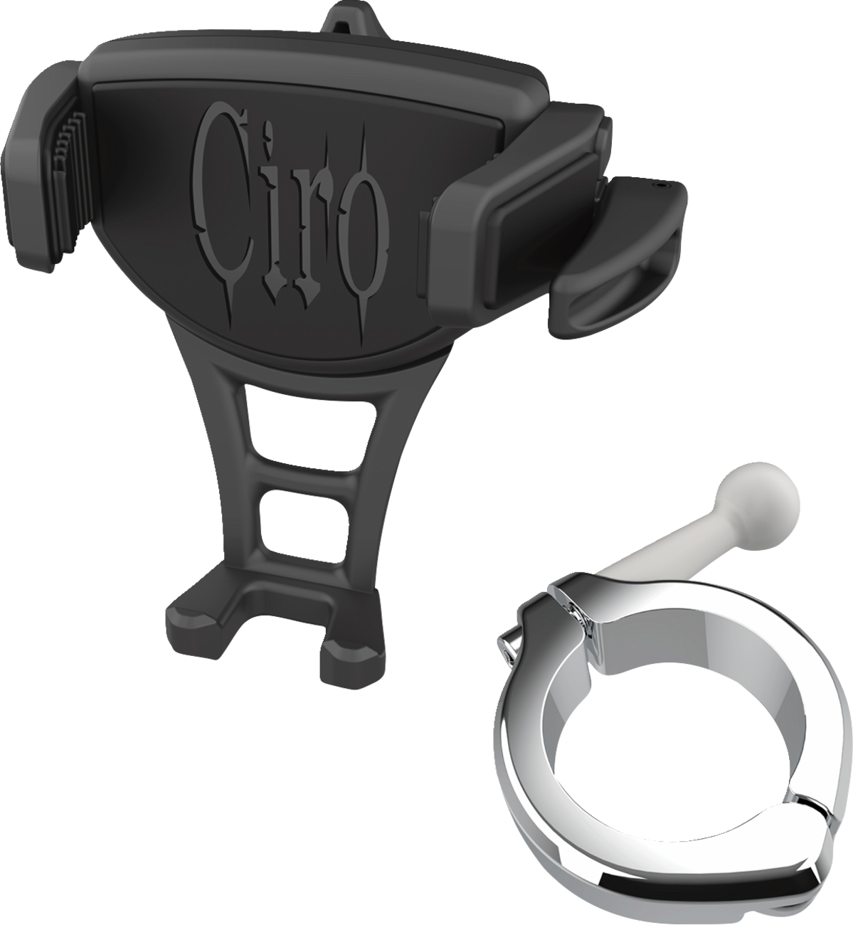 Ciro Holder Phone Constrictor Black, H-bar Mount 1-1/2' Chrome