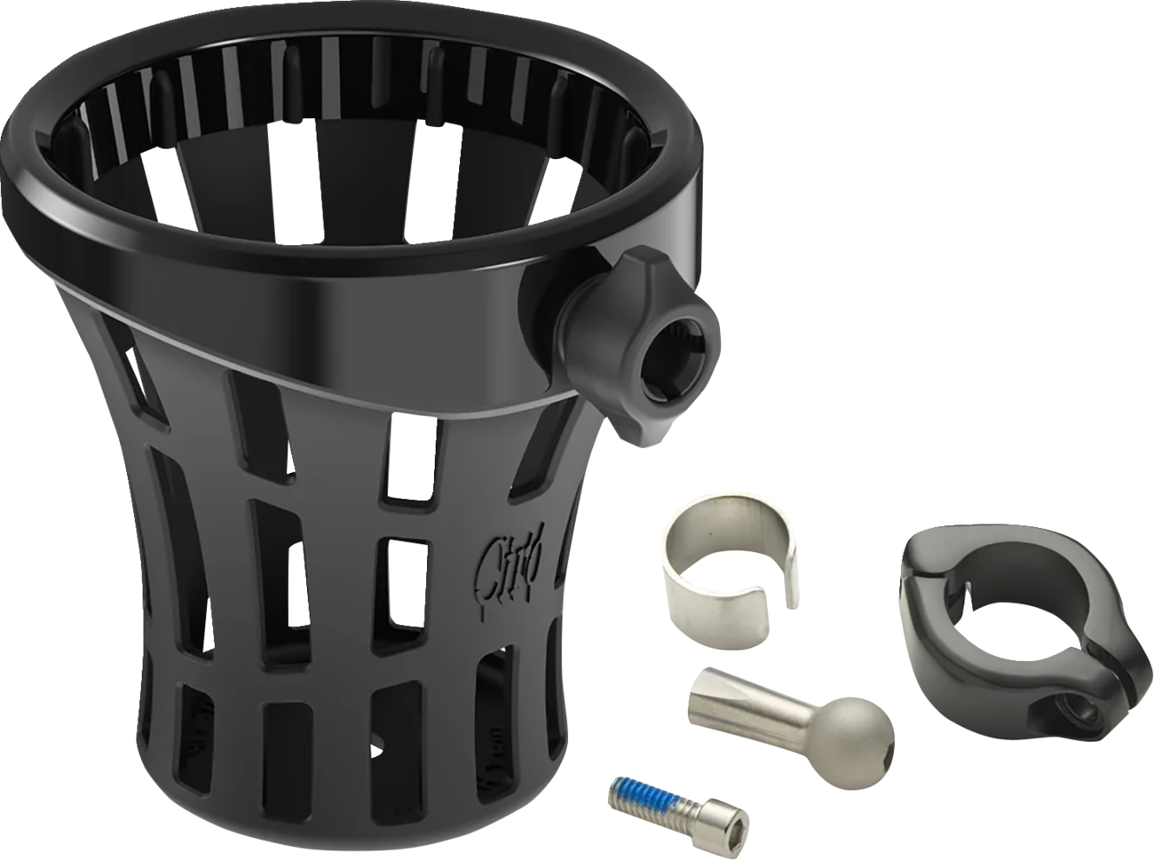 Ciro Holder Drink Big Ass Gen 2 Blk, H-bar Mount 7/8', 1' - Black