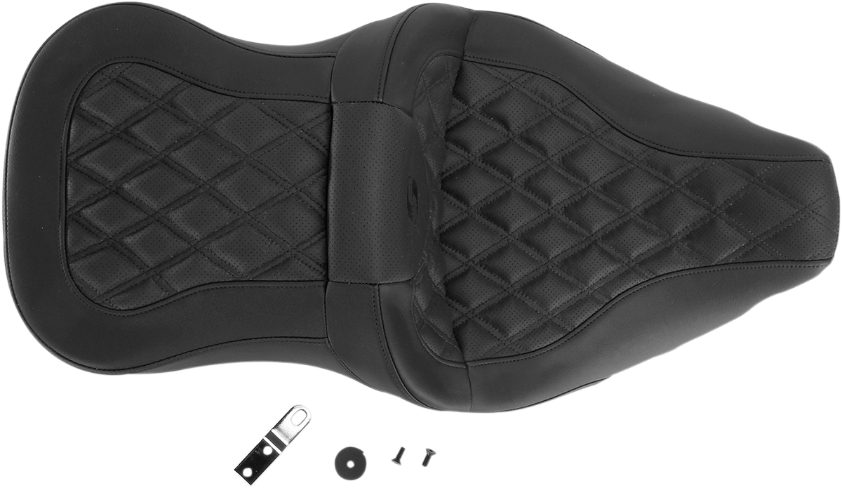 SADDLEMEN Roadsofa™ Seat - Full Lattice Stitch - without Backrest - FLT/FLH '08-'24