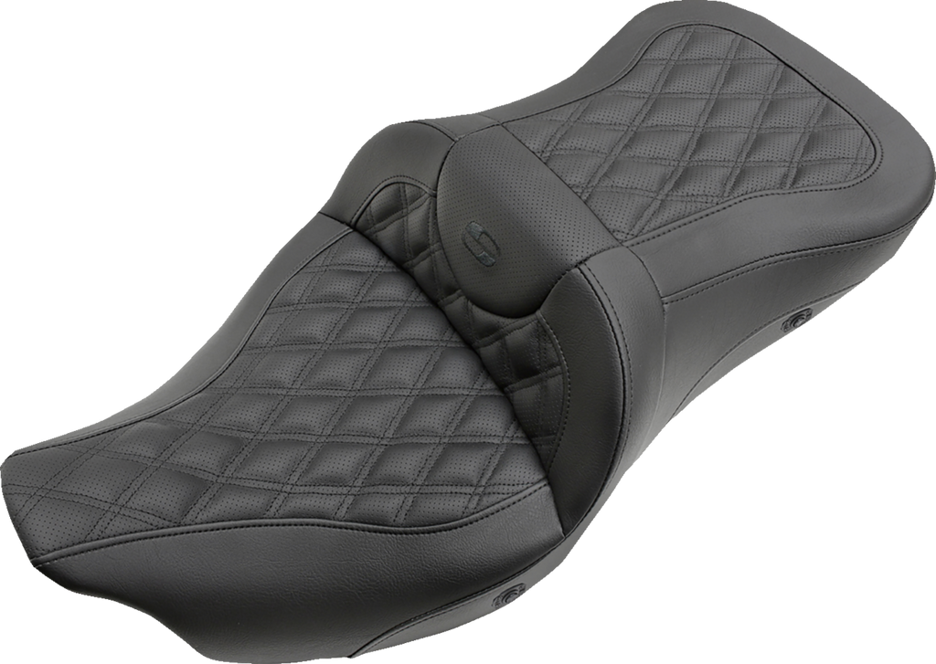 SADDLEMEN Extended Reach Roadsofa™ Seat - Lattice Stitched - without Backrest - Heated - FL '08-'24