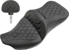 SADDLEMEN Extended Reach Roadsofa™ Seat - Lattice Stitched - Backrest - FL '08-'24