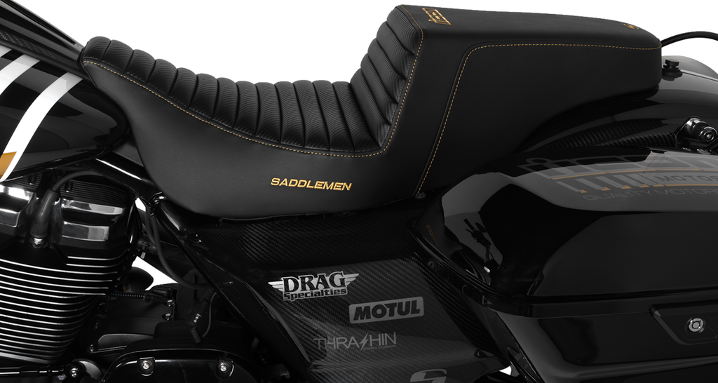 SADDLEMEN Step-Up Seat - Front Tuck-n-Roll - Black - FL '08-'24