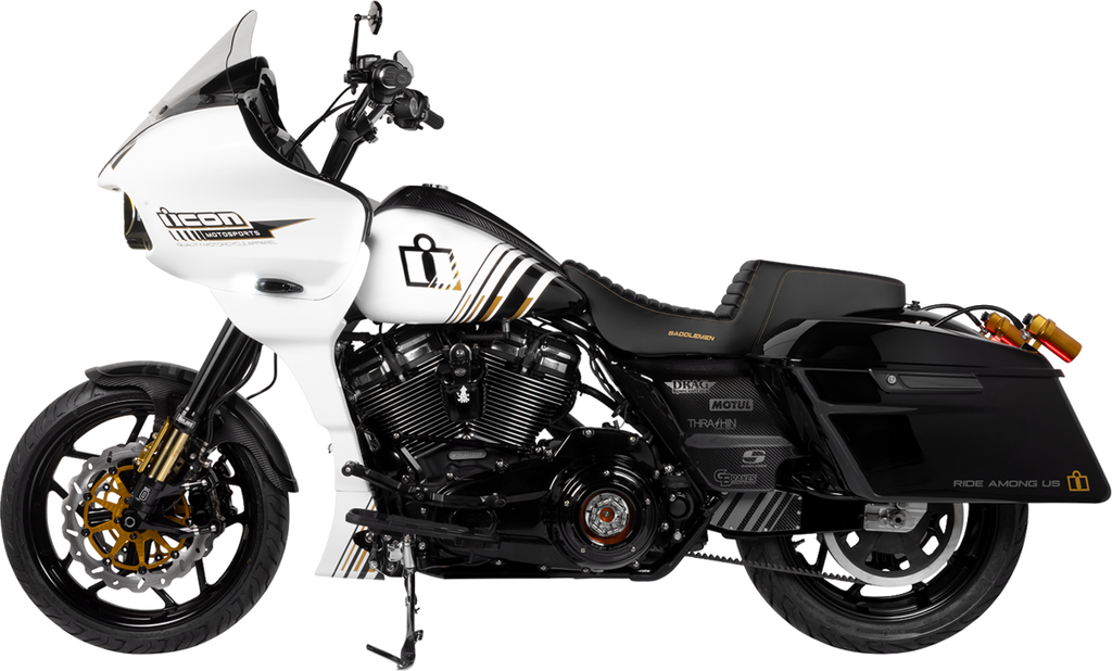 SADDLEMEN Step-Up Seat - Front Tuck-n-Roll - Black - FL '08-'24