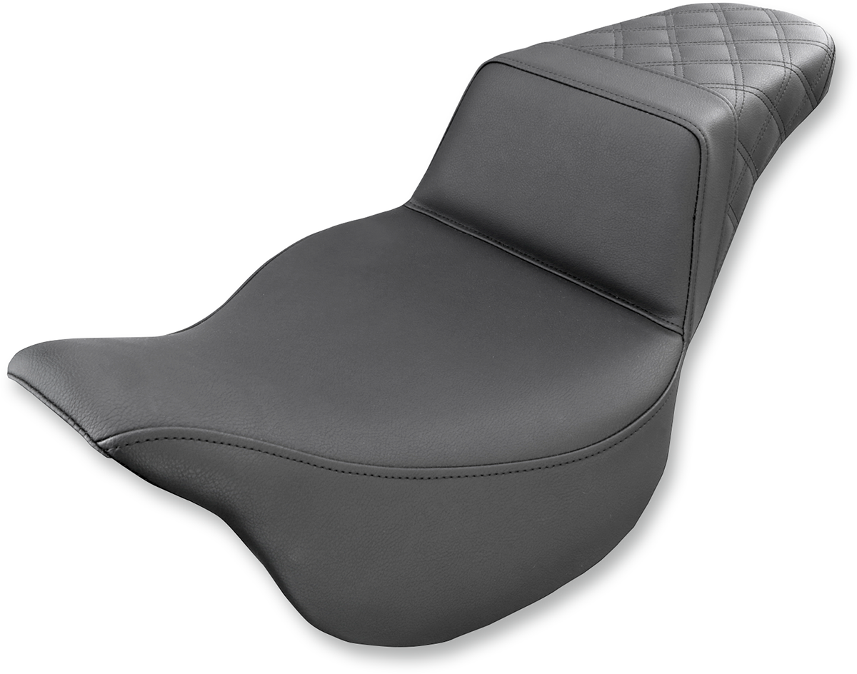 SADDLEMEN Step-Up Seat - Rear Lattice Stitch - Black - FL '08-'24